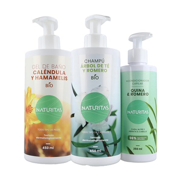 Pack de ducha gel, champú y acondicionador